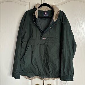 Ralph Lauren Chaps vintage green pull over windbreaker rain jacket size Large
